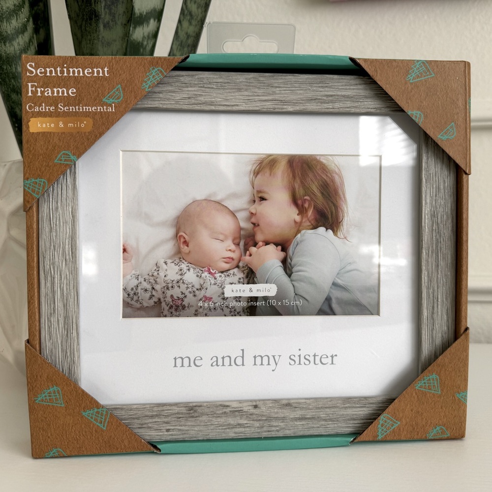 New Sister / Sisters 4”x 6” Picture Frame, Gray NEW